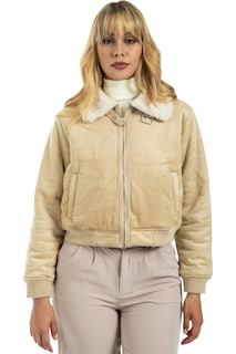 Foto 1 | Chamarra Aborregada Para Dama, Elegante Y Casual Para Dama Beige