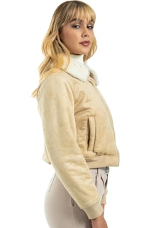 Foto 2 | Chamarra Aborregada Para Dama, Elegante Y Casual Para Dama Beige