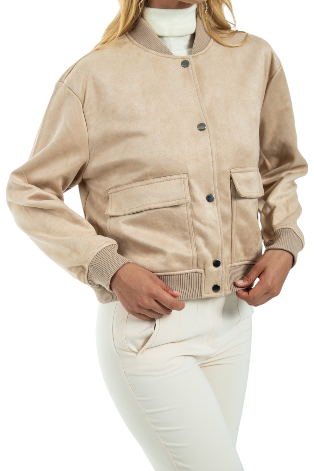 Foto 2 pulgar | Chaqueta Bomber Para Dama Casual Y Elegante Beige