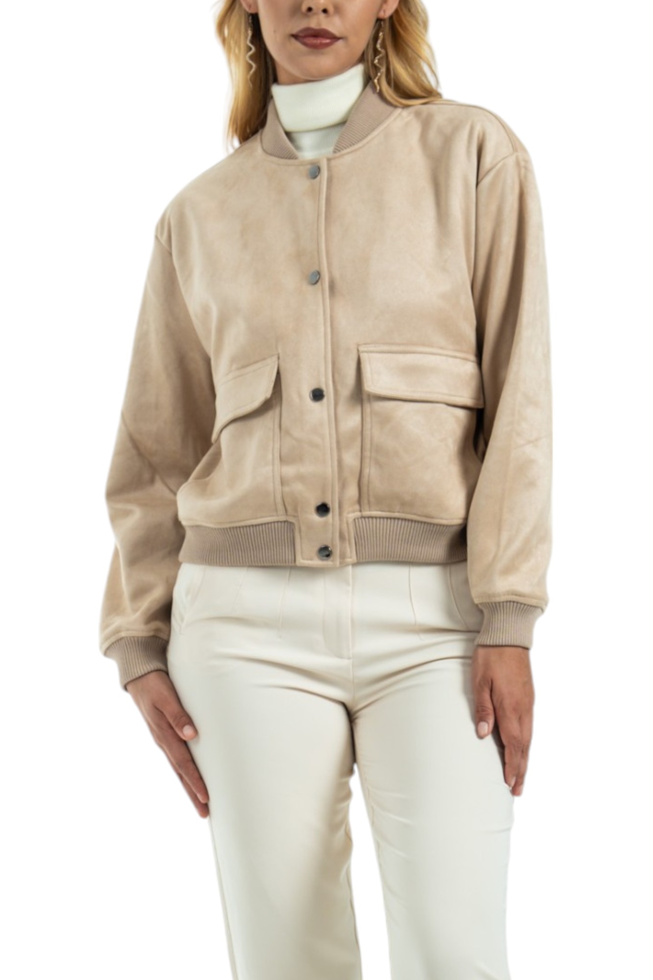 Foto 3 pulgar | Chaqueta Bomber Para Dama Casual Y Elegante Beige