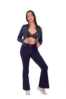 Foto 3 | Chamarra Denim Jacket Basica De Mezclilla Rígida Con Bolsillos Para Dama Pineda Jeans Azul Marino Suavizado