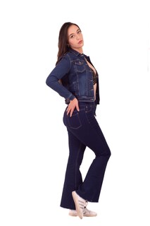 Foto 5 | Chamarra Denim Jacket Basica De Mezclilla Rígida Con Bolsillos Para Dama Pineda Jeans Azul Marino Suavizado
