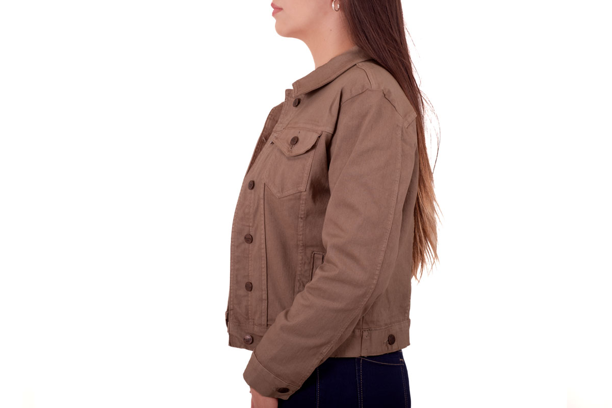 Foto 5 pulgar | Chamarra Denim Jacket Basica De Mezclilla Rígida Con Bolsillos Para Dama Pineda Jeans Café Chocolate Pineda Jeans