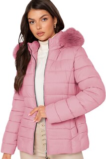 Foto 1 | Chamarra Para Mujer Con Gorro Afelpado Poliéster Cálido Rosa Claro Extra Grande