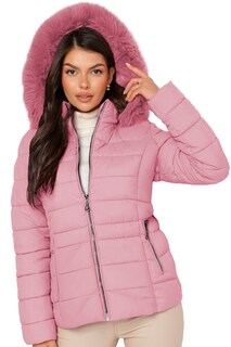 Foto 3 | Chamarra Para Mujer Con Gorro Afelpado Poliéster Cálido Rosa Claro Extra Grande