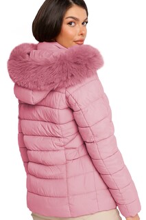Foto 4 | Chamarra Para Mujer Con Gorro Afelpado Poliéster Cálido Rosa Claro Extra Grande