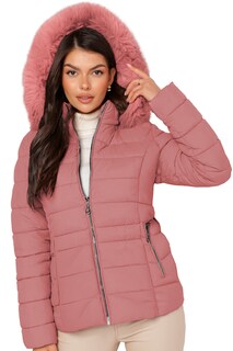 Foto 3 | Chamarra Para Mujer Con Gorro Afelpado Poliéster Cálido Rosa Chico