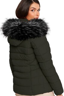 Foto 4 | Chamarra Con Gorro Afelpada Para Mujer Poliéster Cálido Verde Extra Grande