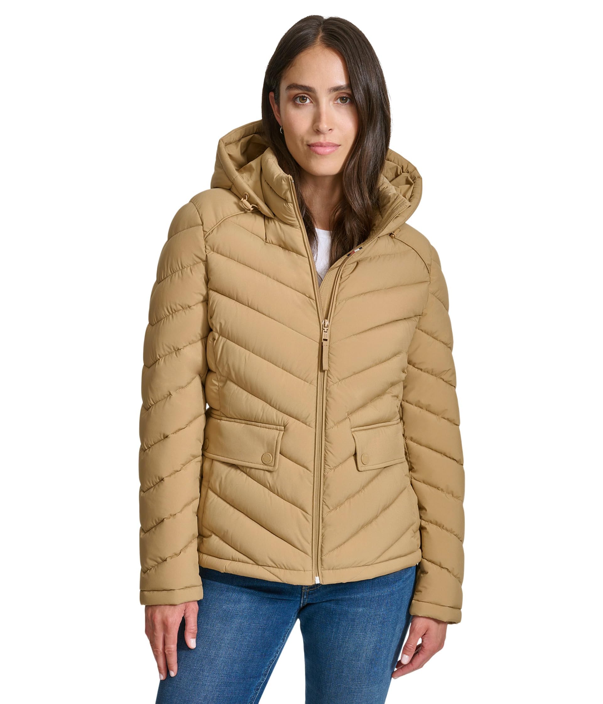 Chaqueta Tommy Hilfiger Lightweight Camel Con Cremallera Para Mujer - Venta Internacional.