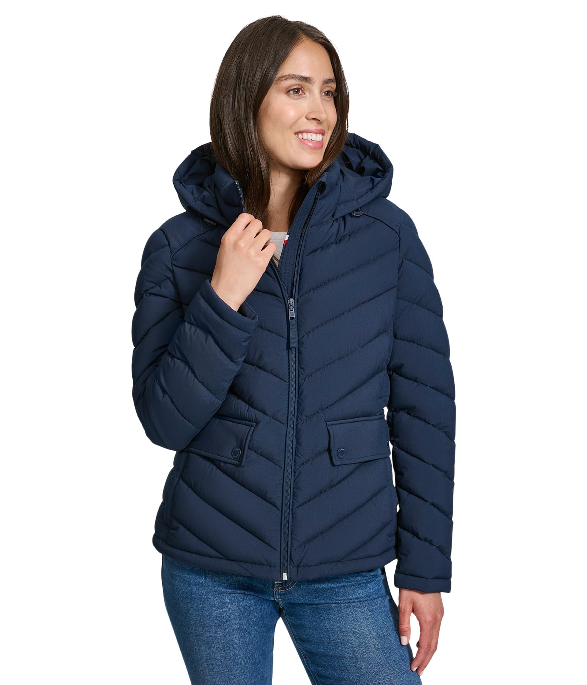 Foto 2 pulgar | Chaqueta Tommy Hilfiger Con Cremallera Ligera Azul Marino Para Mujer - Venta Internacional.