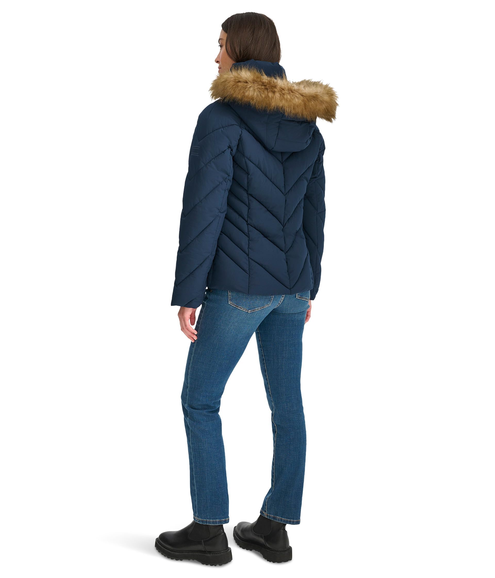 Foto 2 | Chaqueta Tommy Hilfiger Para Mujer, Acolchada Y Ribeteada De Piel Sintética, Color Azul Marino, Talla L - Venta I