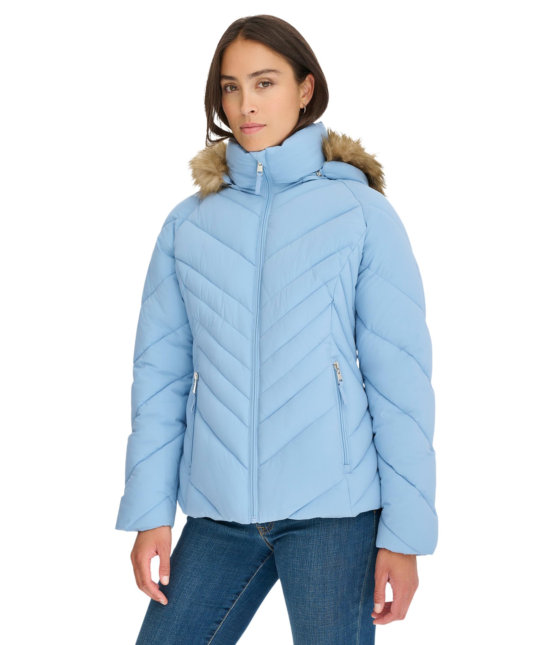Foto 2 pulgar | Chaqueta Tommy Hilfiger de Piel Sintética con Ribetes Cortos y Acolchados para Mujer - Venta Internacional