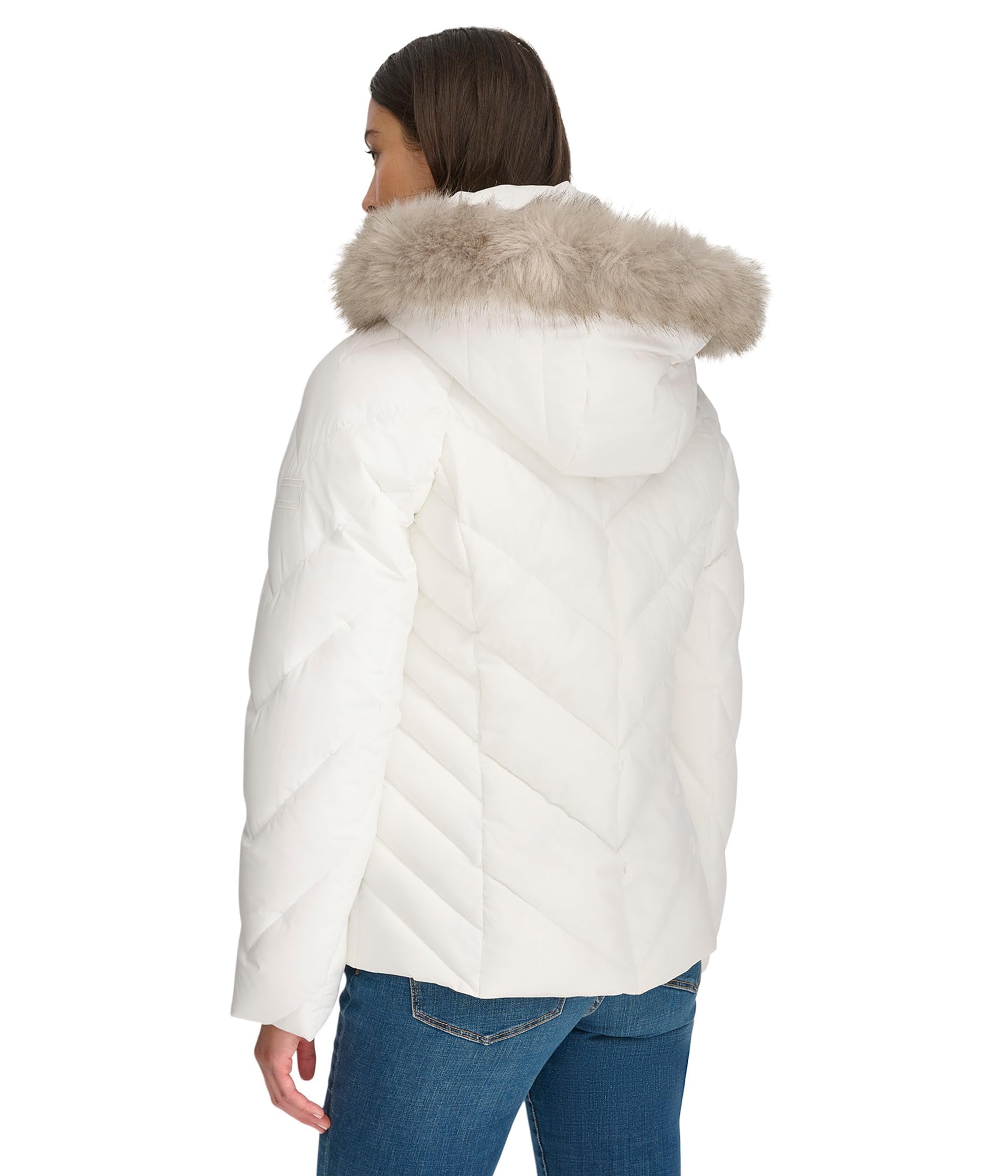 Foto 3 pulgar | Chamarra Tommy Hilfiger con Ribetes de Piel Sintética Acolchada Blanca para Mujer- Venta Internacional