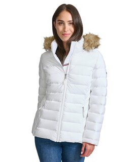 Foto 1 | Chaqueta Tommy Hilfiger Corta Acolchada Ribetes de Piel Sintética Blanco - Venta Internacional