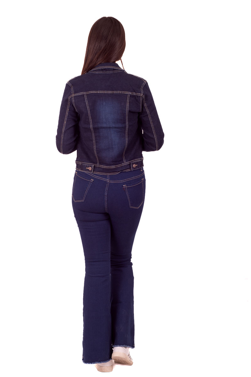 Foto 5 pulgar | Chamarra Denim Jacket Basica De Mezclilla Rigida Con Bolsillos Para Dama Azul Oscuro Pineda Jeans