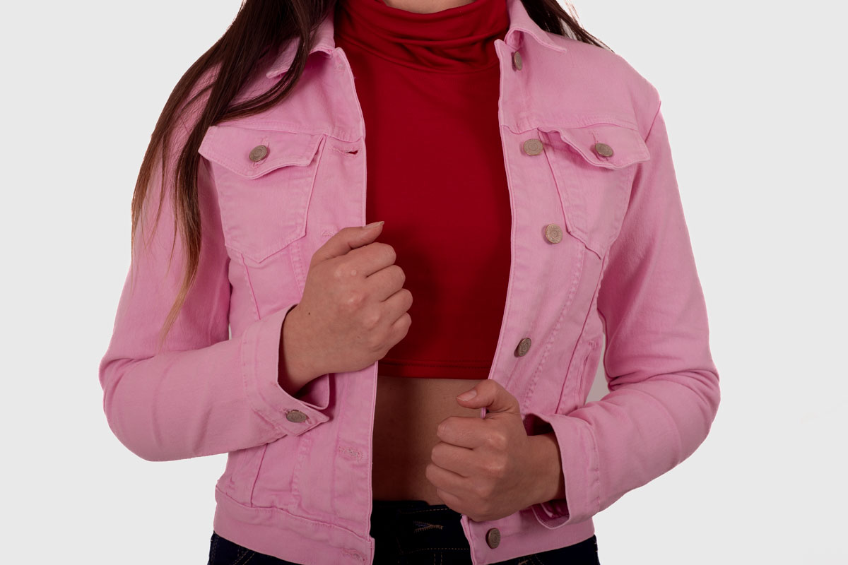 Foto 2 pulgar | Chamarra Denim Jacket Basica De Mezclilla Rigida Con Bolsillos Para Dama Rosa Pineda Jeans