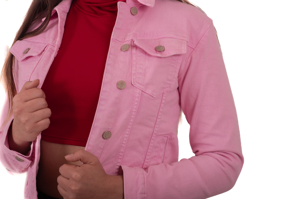 Foto 3 pulgar | Chamarra Denim Jacket Basica De Mezclilla Rigida Con Bolsillos Para Dama Rosa Pineda Jeans