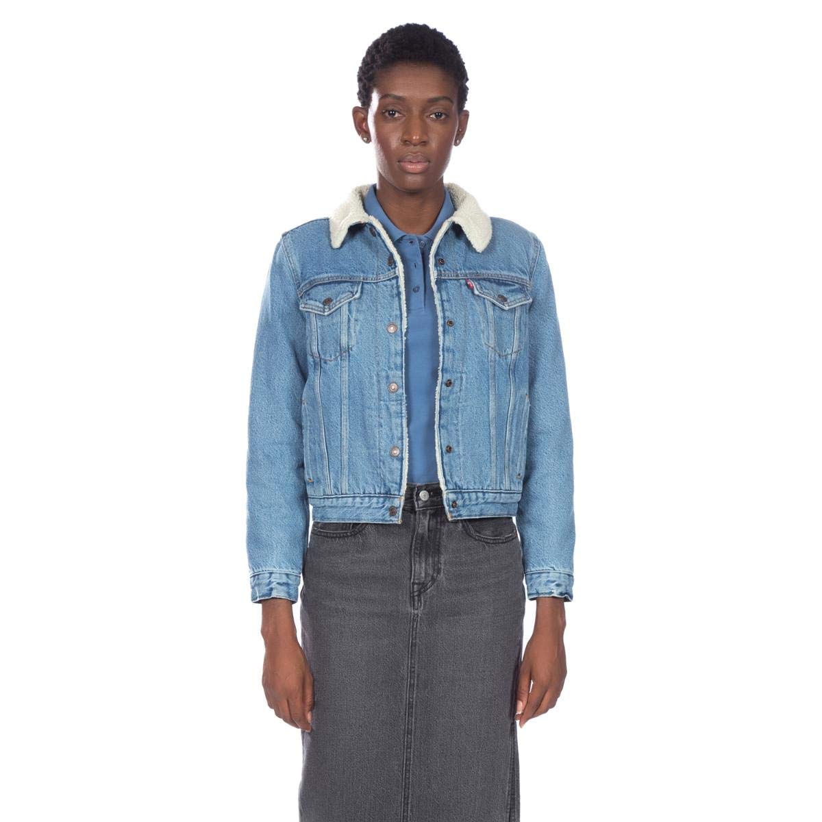 Foto 2 pulgar | Chaqueta Levi's Original Sherpa Trucker Para Mujer Divided Blue - Venta Internacional.