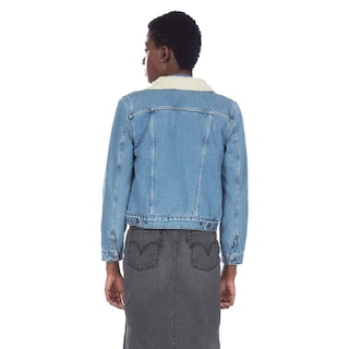 Foto 3 | Chaqueta Levi's Original Sherpa Trucker Para Mujer Divided Blue - Venta Internacional.
