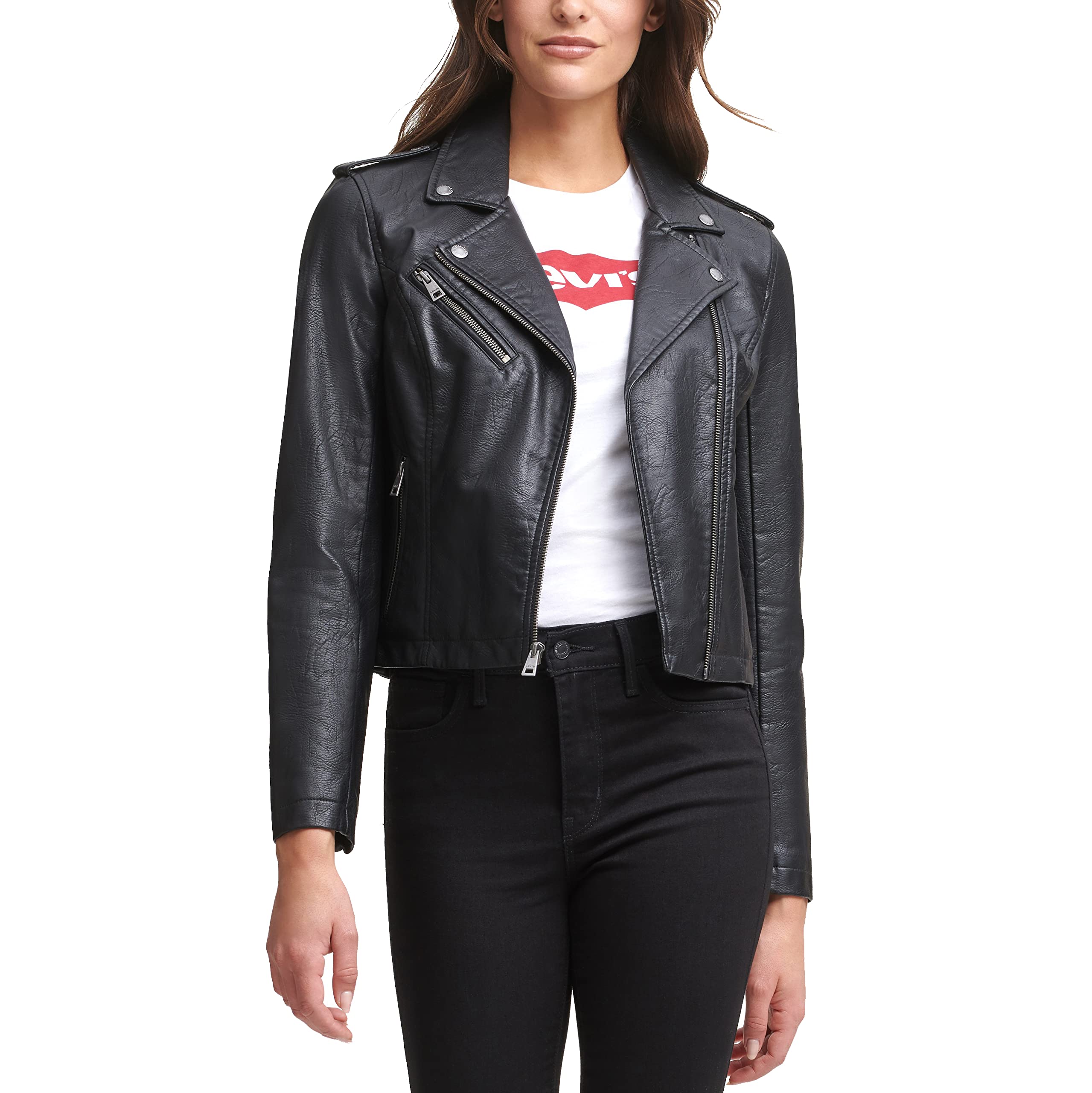 Foto 2 pulgar | Chaqueta Levi's De Piel Sintética Moto Para Mujer Classic Black Xl - Venta Internacional.