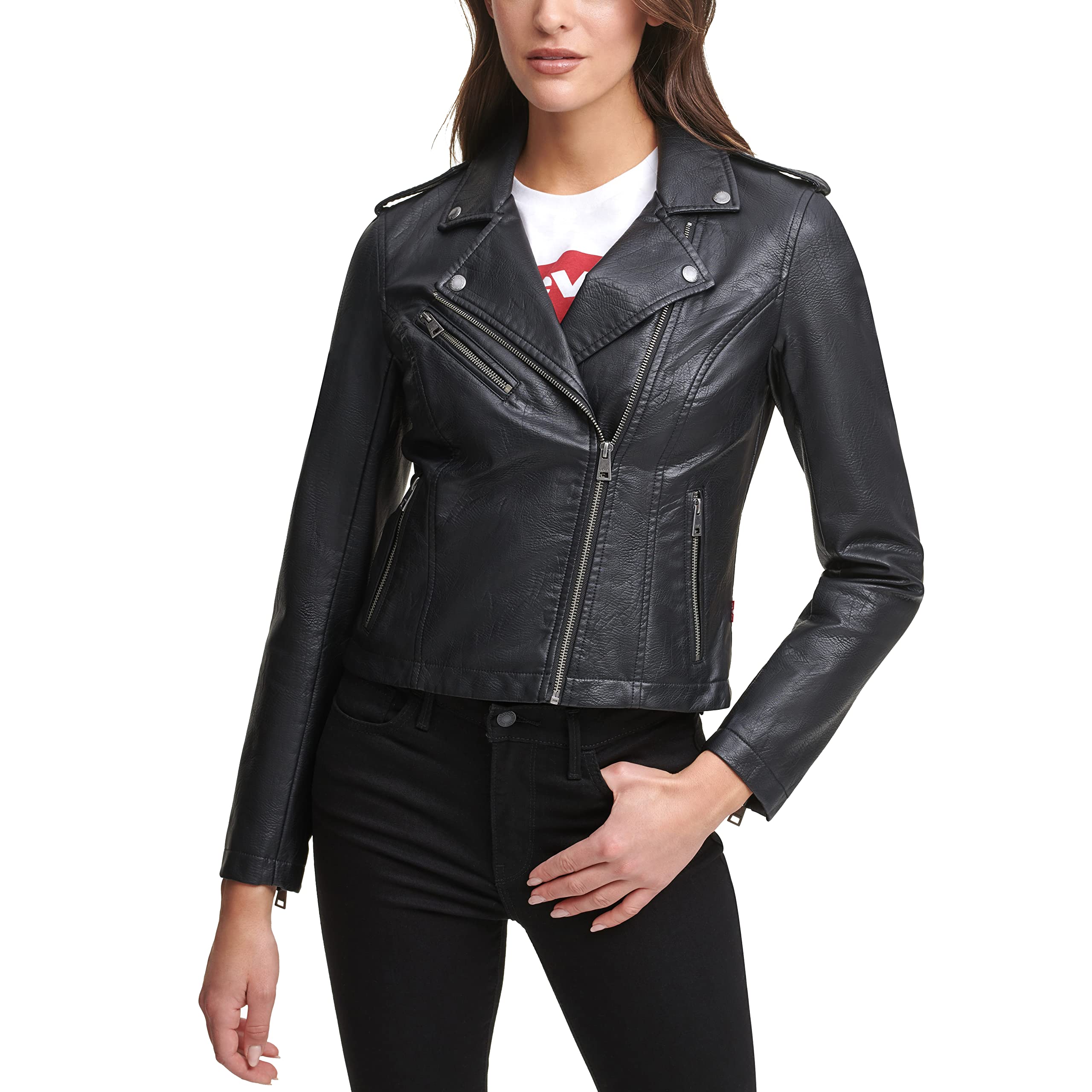 Foto 3 pulgar | Chaqueta Levi's De Piel Sintética Moto Para Mujer Classic Black Xl - Venta Internacional.