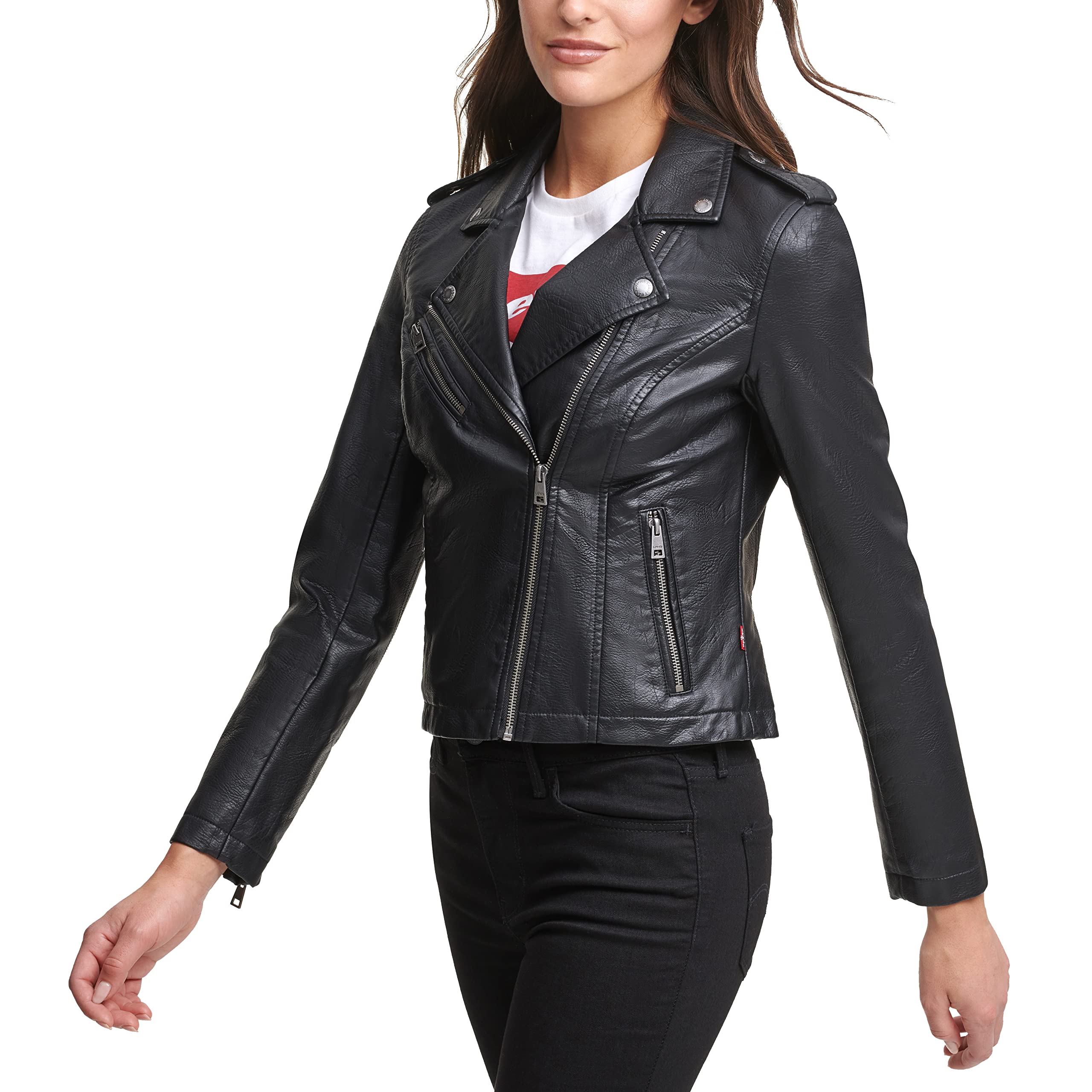 Foto 4 pulgar | Chaqueta Levi's De Piel Sintética Moto Para Mujer Classic Black Xl - Venta Internacional.