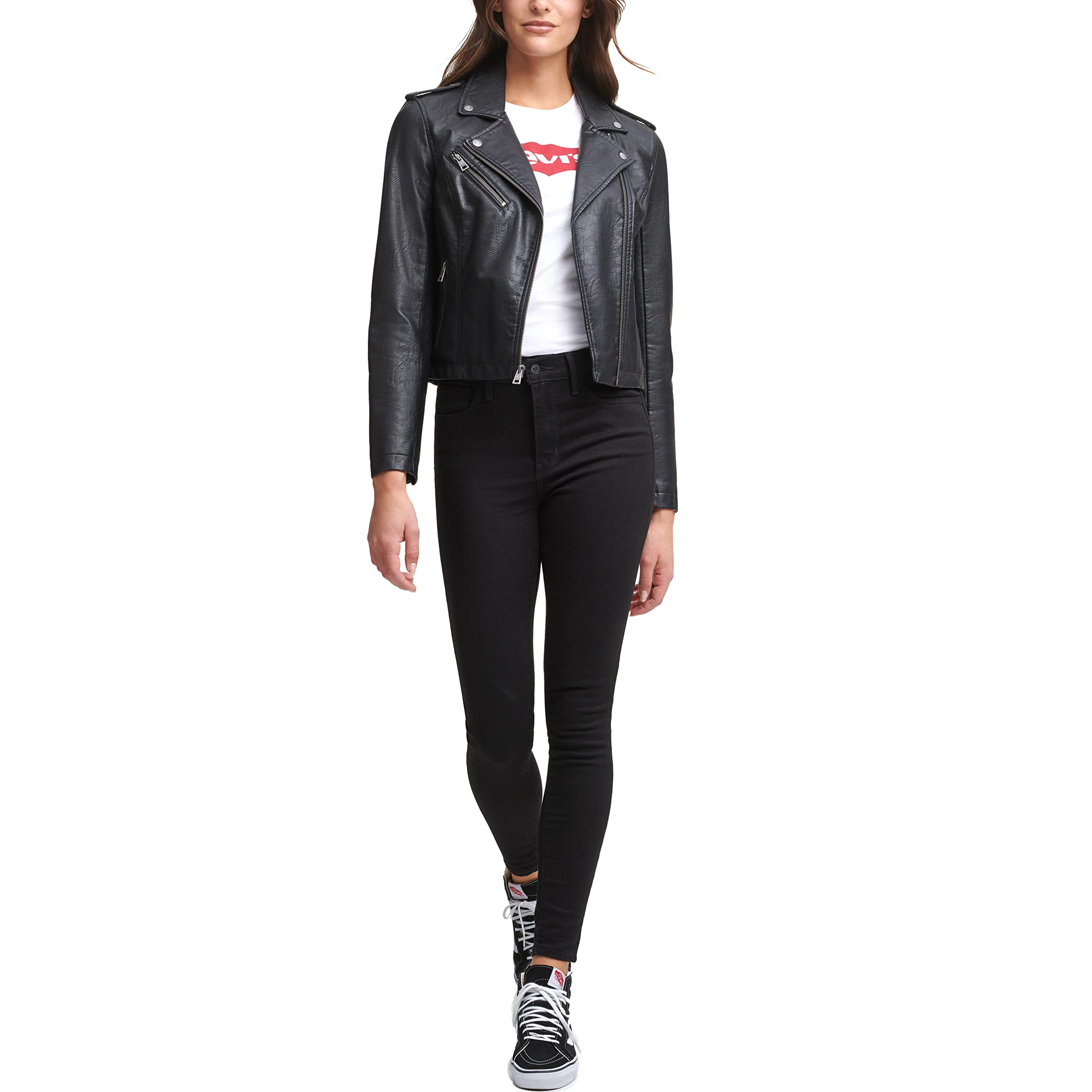 Foto 5 | Chaqueta Levi's De Piel Sintética Moto Para Mujer Classic Black Xl - Venta Internacional.