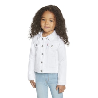 Foto 2 | Chaqueta Levi's Denim Trucker Blanca Para Niñas Talla M - Venta Internacional.