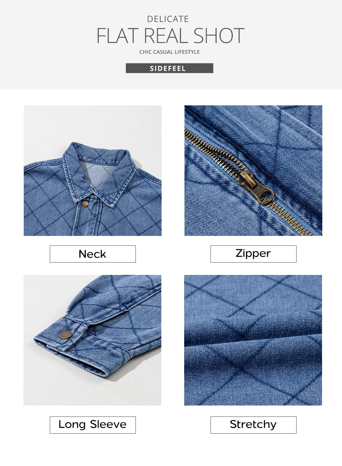 Foto 6 | Chaqueta Vaquera Sidefeel Zimbaplatinum De Manga Larga Extragrande - Venta Internacional.