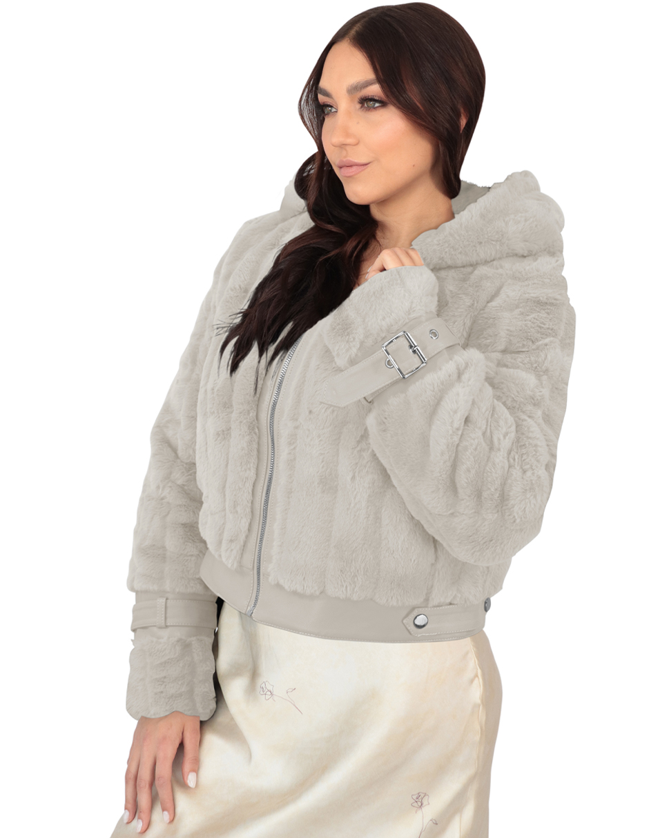 Foto 3 pulgar | Chamarra Mujer Roosevelt Natalia-mh2406 Pork Beige