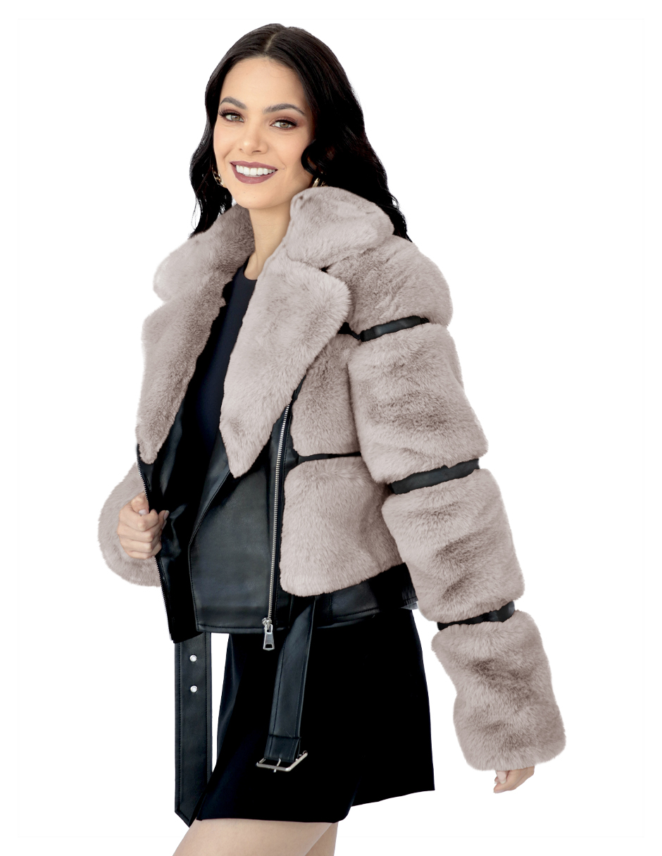 Foto 2 | Chamarra Mujer Roosevelt Natalia-mh2402 Black Pork Beige