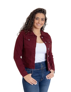Foto 1 | Chamarra de Mezclilla Indicum Denim Vino para Mujer