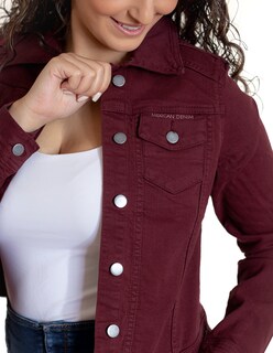 Foto 5 | Chamarra de Mezclilla Indicum Denim Vino para Mujer