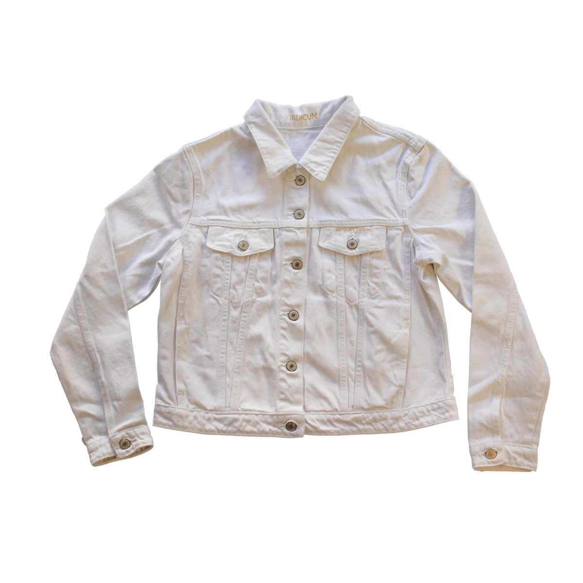 Foto 3 pulgar | Chamarra de Mezclilla Indicum Denim Blanca para Mujer