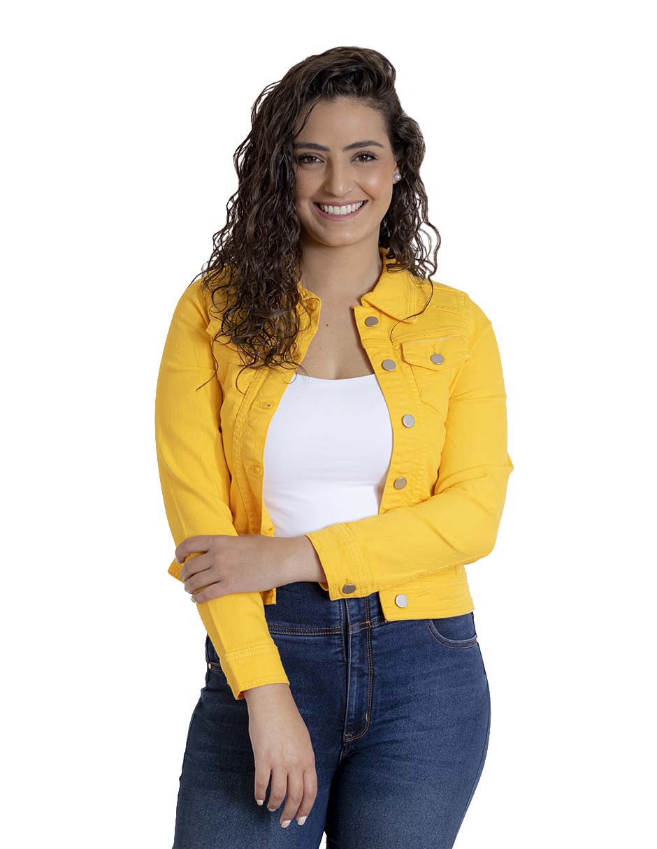 Foto 2 pulgar | Chamarra de Mezclilla Indicum Denim Amarillo para Mujer