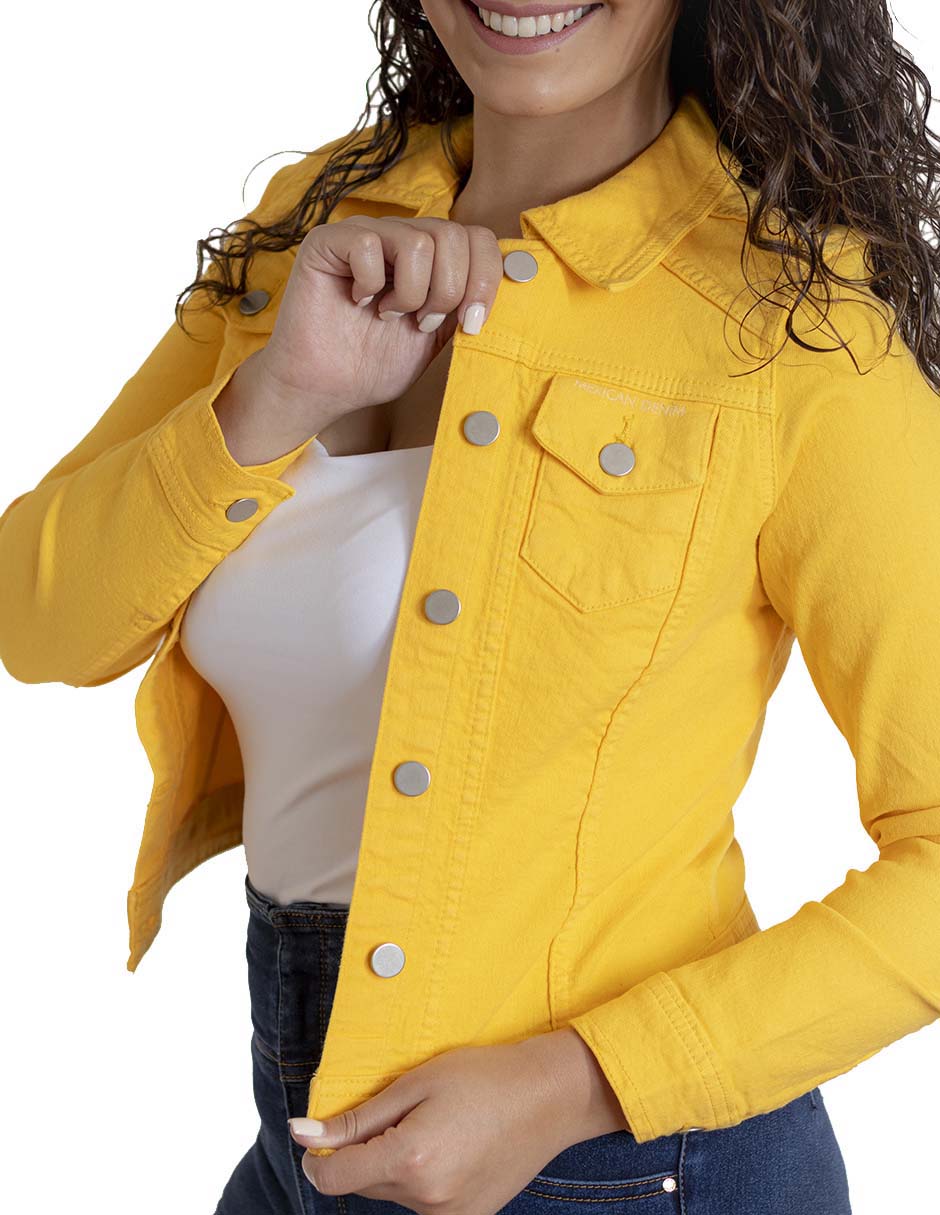 Foto 6 pulgar | Chamarra de Mezclilla Indicum Denim Amarillo para Mujer