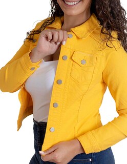Foto 5 | Chamarra de Mezclilla Indicum Denim Amarillo para Mujer
