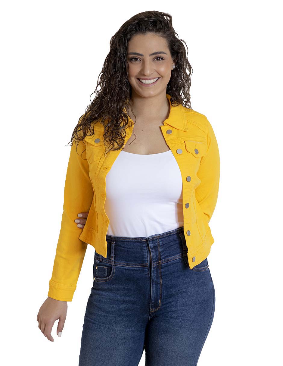 Foto 7 pulgar | Chamarra de Mezclilla Indicum Denim Amarillo para Mujer