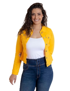 Foto 6 | Chamarra de Mezclilla Indicum Denim Amarillo para Mujer