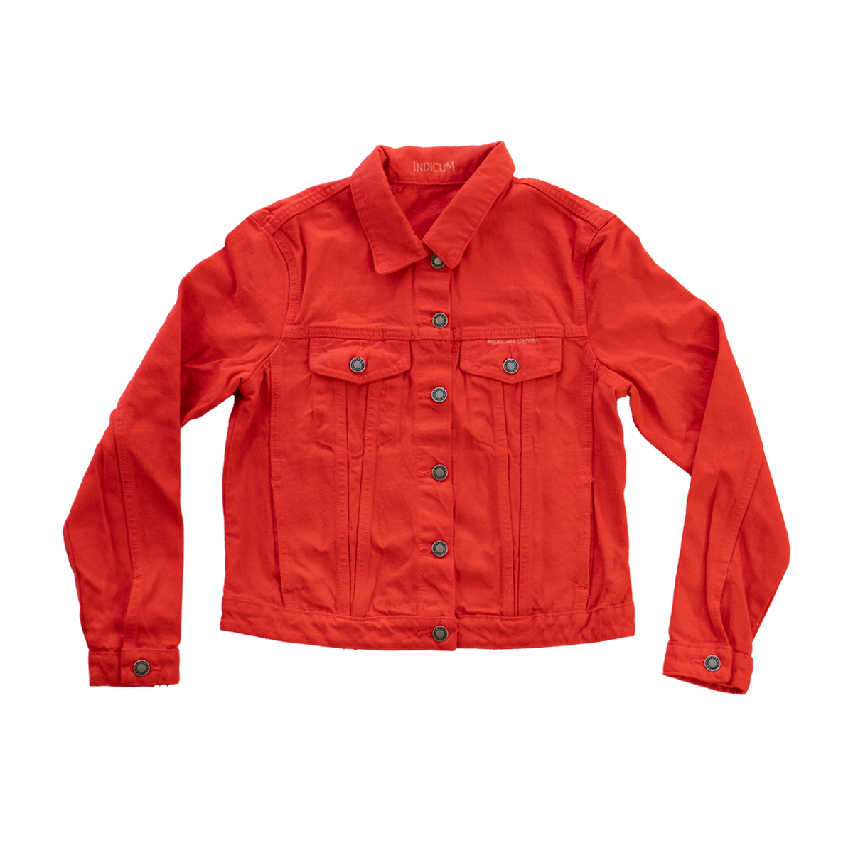 Foto 3 pulgar | Chamarra de Mezclilla Indicum Denim Roja para Mujer