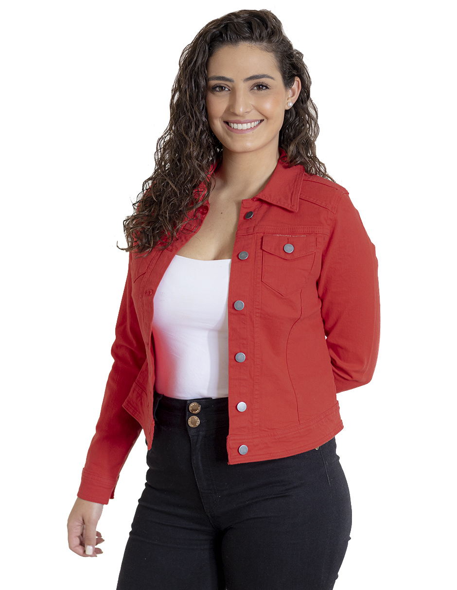 Foto 7 pulgar | Chamarra de Mezclilla Indicum Denim Roja para Mujer