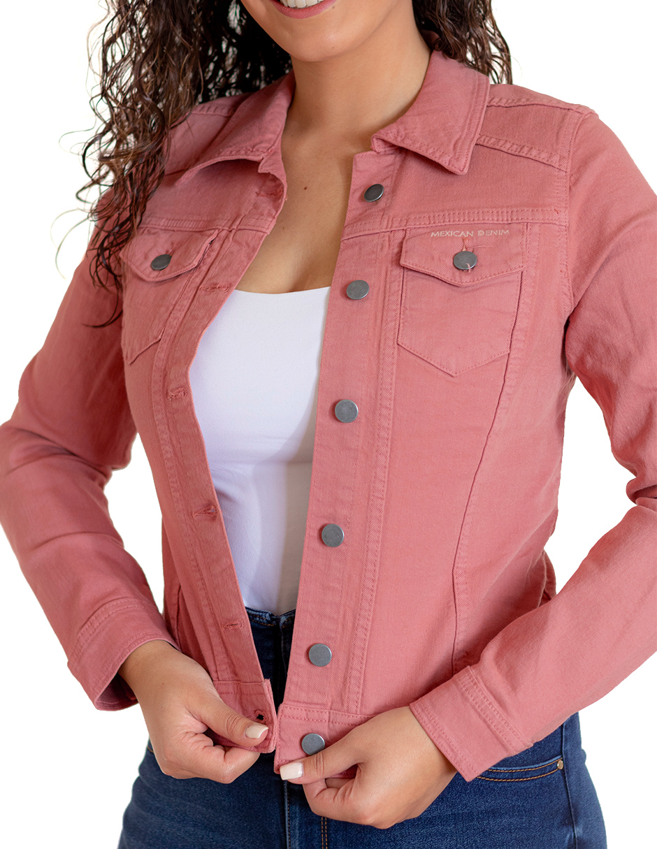 Foto 5 | Chamarra De Mezclilla Indicum Denim Rosa para Mujer