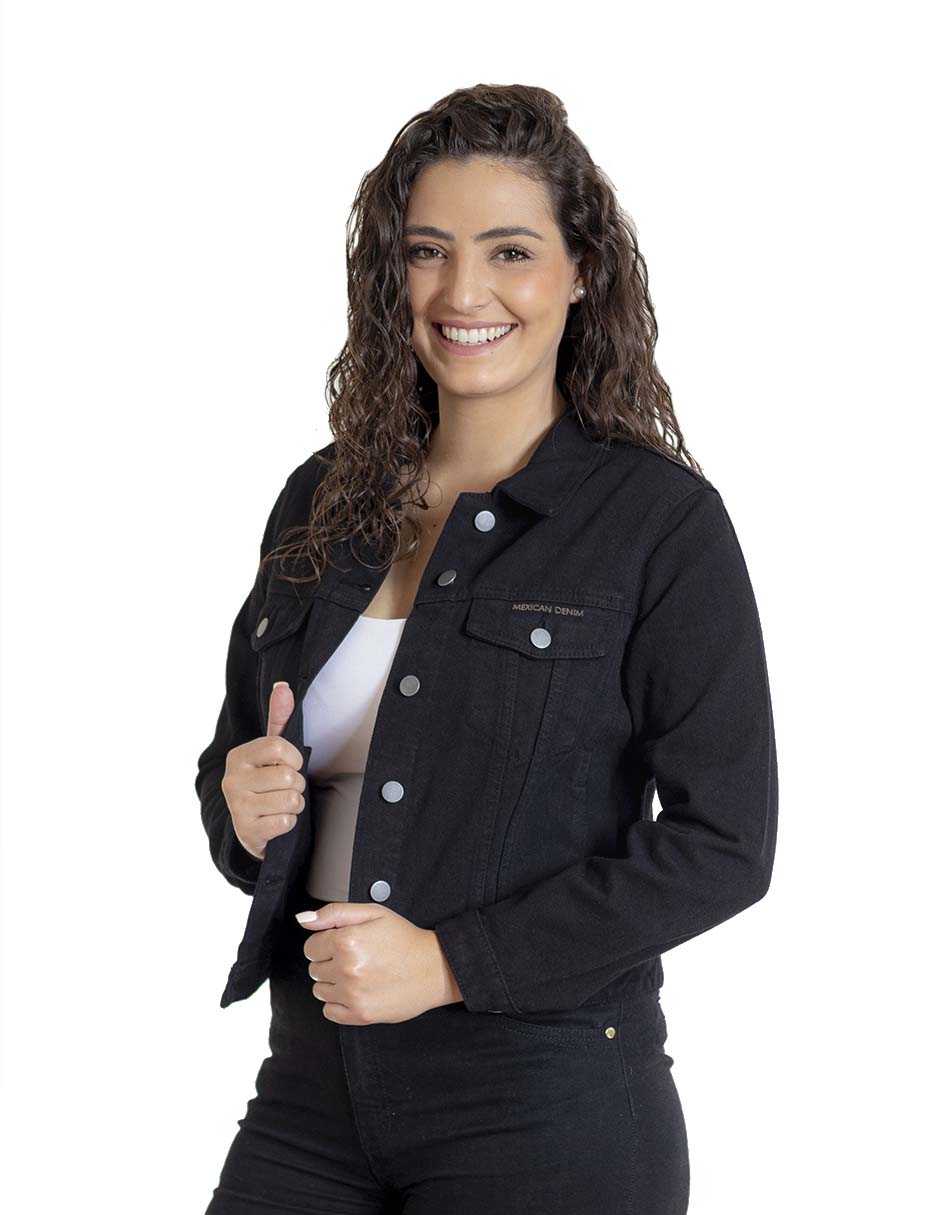 Foto 7 pulgar | Chamarra de Mezclilla Indicum Denim Negro para Mujer