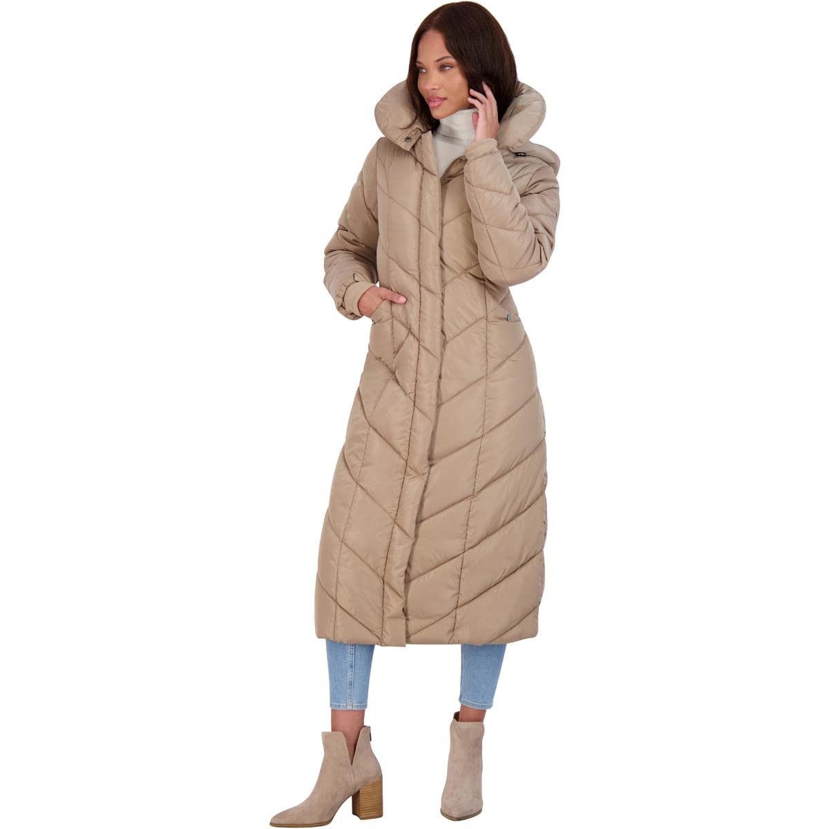 Foto 2 pulgar | Abrigo Acolchado Steve Madden Para Mujer, Champán, Invierno, Vegano - Venta Internacional.