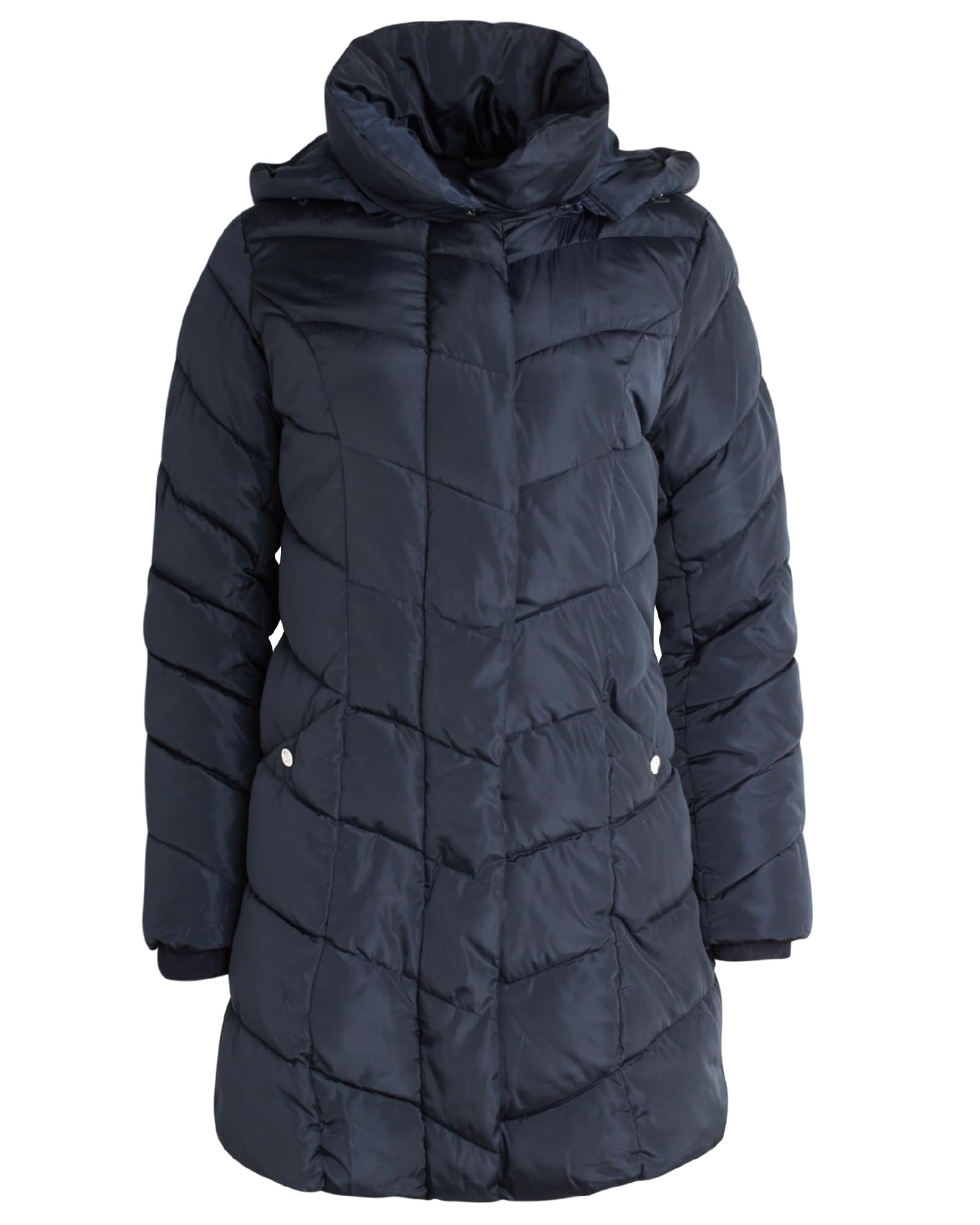 Foto 2 | Chaqueta de Abrigo Steve Madden Larga Con Forma De V Acolchada Azul Marino - Venta Internacional