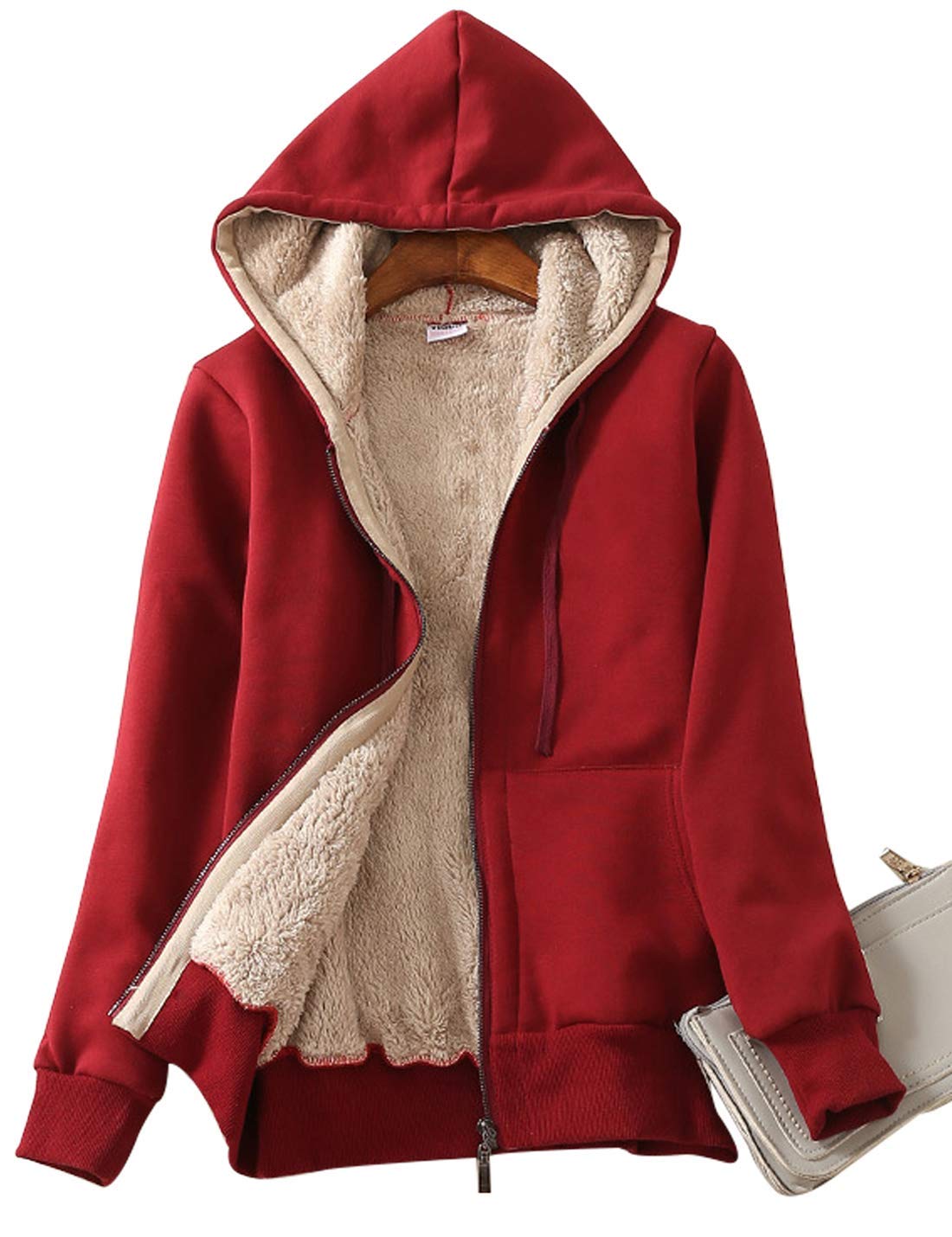 Foto 1 | Sudadera con Capucha y Chaqueta Yeokou Roja para Mujer - Venta Internacional