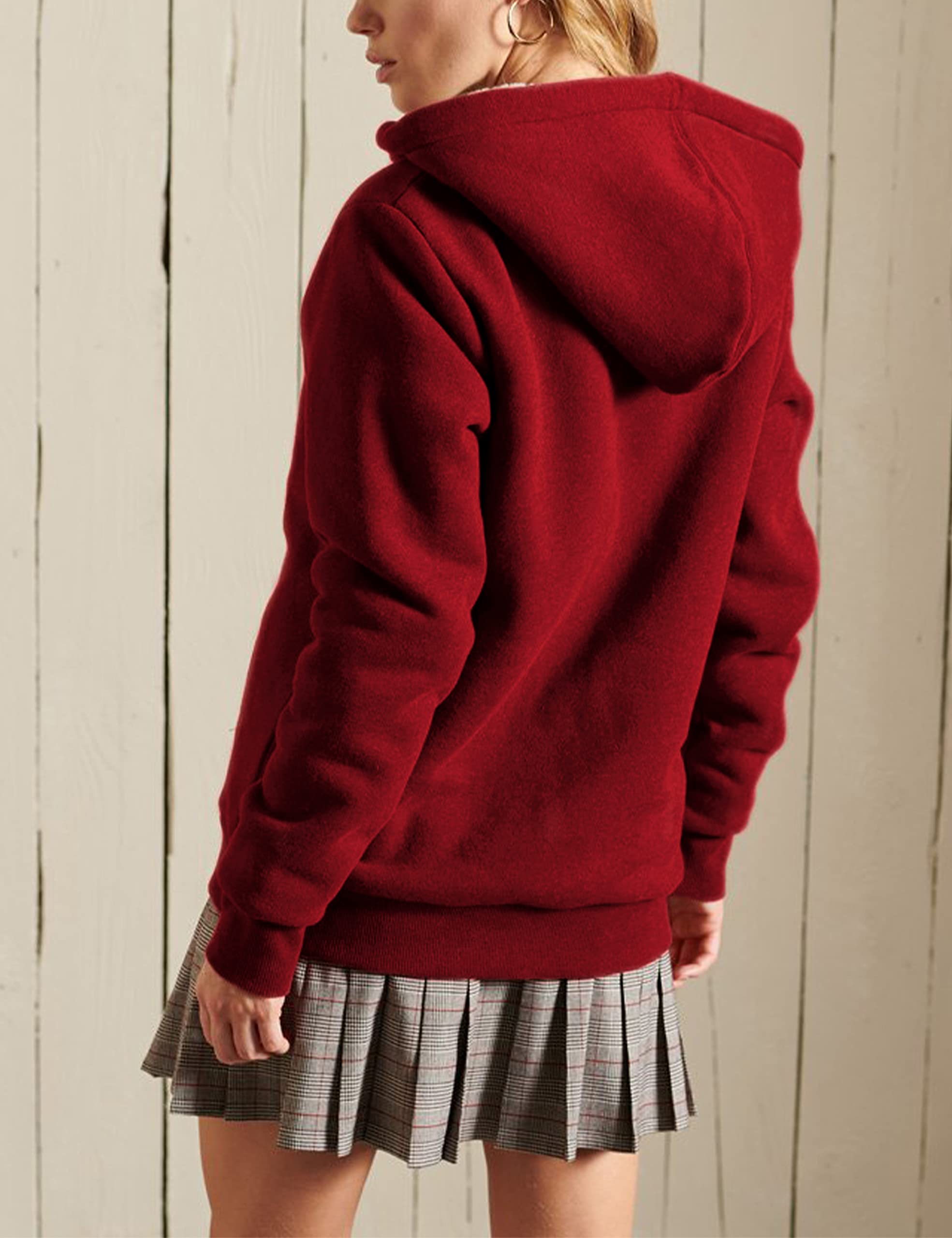 Foto 5 | Sudadera con Capucha y Chaqueta Yeokou Roja para Mujer - Venta Internacional