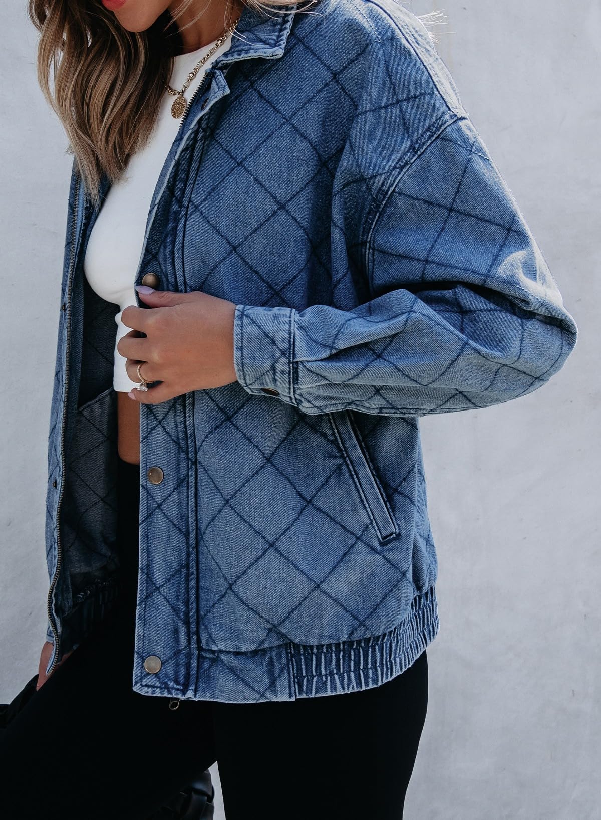 Foto 4 pulgar | Chaqueta Vaquera Sidefeel De Manga Larga Para Mujer, Color Azul Claro - Venta Internacional.