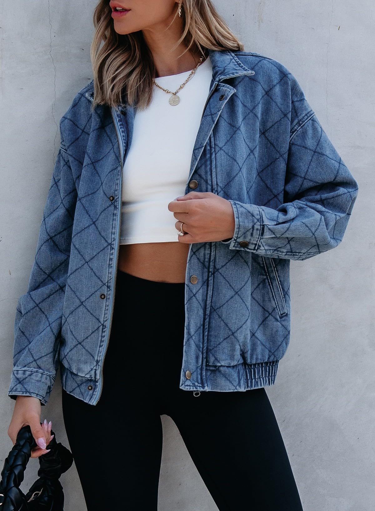 Foto 6 pulgar | Chaqueta Vaquera Sidefeel De Manga Larga Para Mujer, Color Azul Claro - Venta Internacional.
