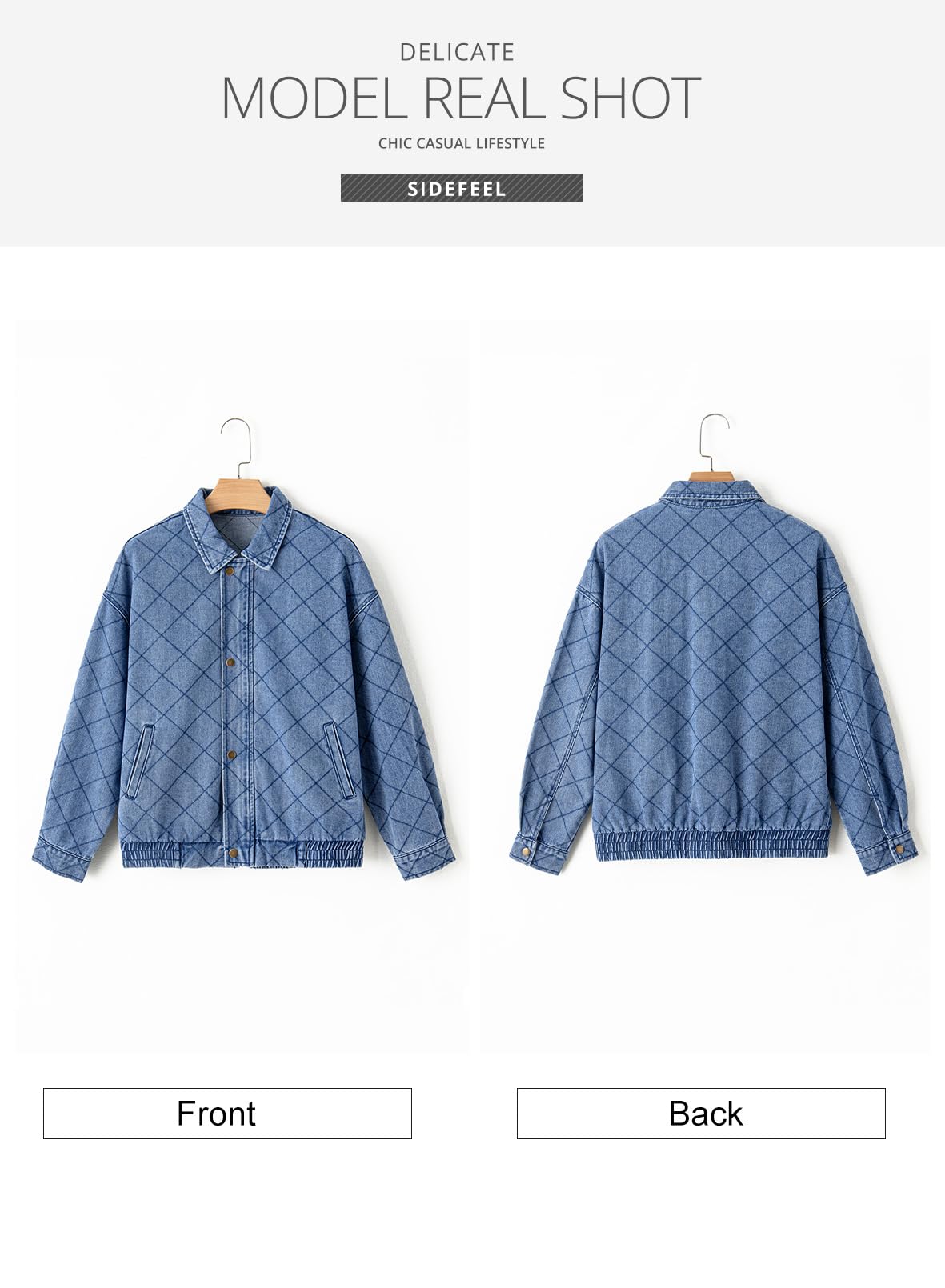 Foto 7 | Chaqueta Vaquera Sidefeel De Manga Larga Para Mujer, Color Azul Claro - Venta Internacional.
